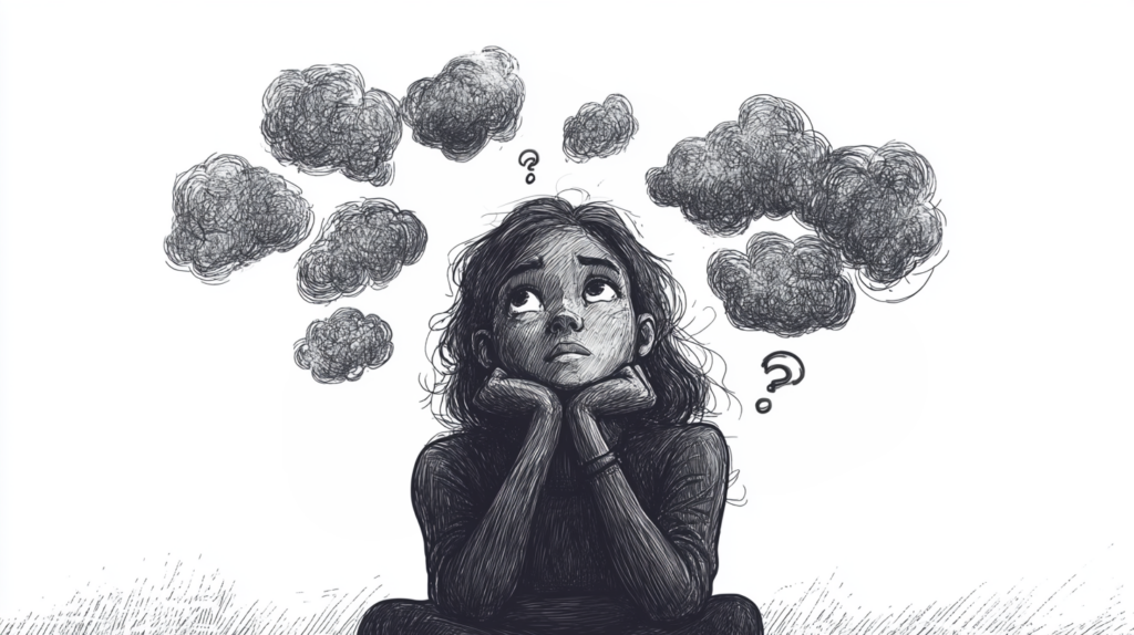 overthinking, anxiété, pensées envahissantes, se détacher du mental, trop penser, rumination